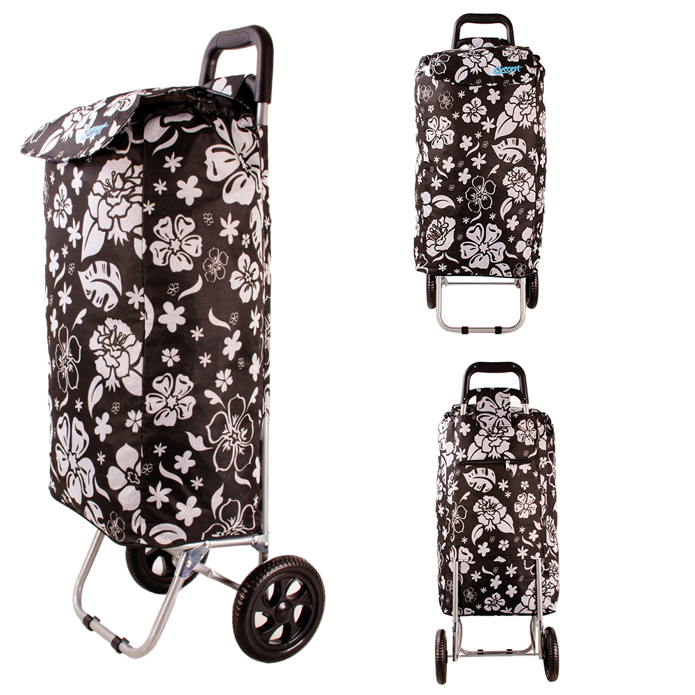 EV-433 BLACK & WHITE 2-WHEEL SHOPPING TROLLEY BAG